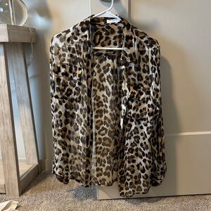 Equipment Leopard Print Sheer Blazer